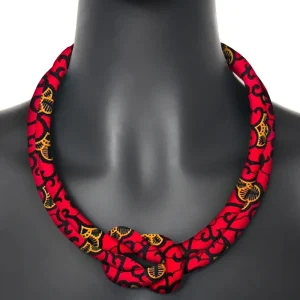African Ankara Print Statement Necklace – Resin Bead Choker
